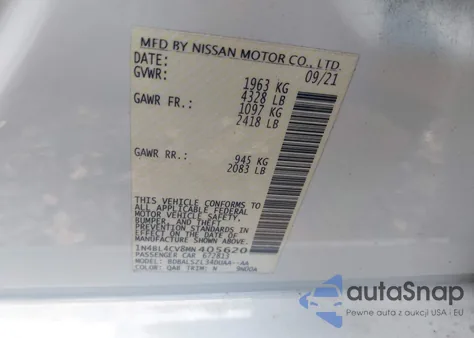 2021 Nissan Altima Sr Fwd из США, поврежденный, VIN 1N4BL4CV8MN405620